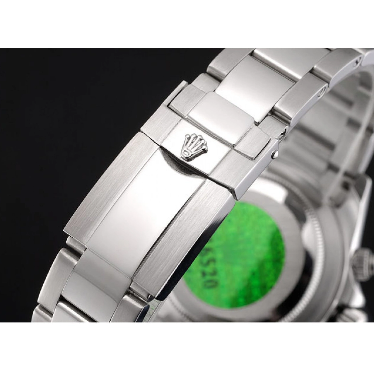 Aaa replica Daytona Dial Bracelet Steel Rolex 80296 Stainless Black Swiss 0608